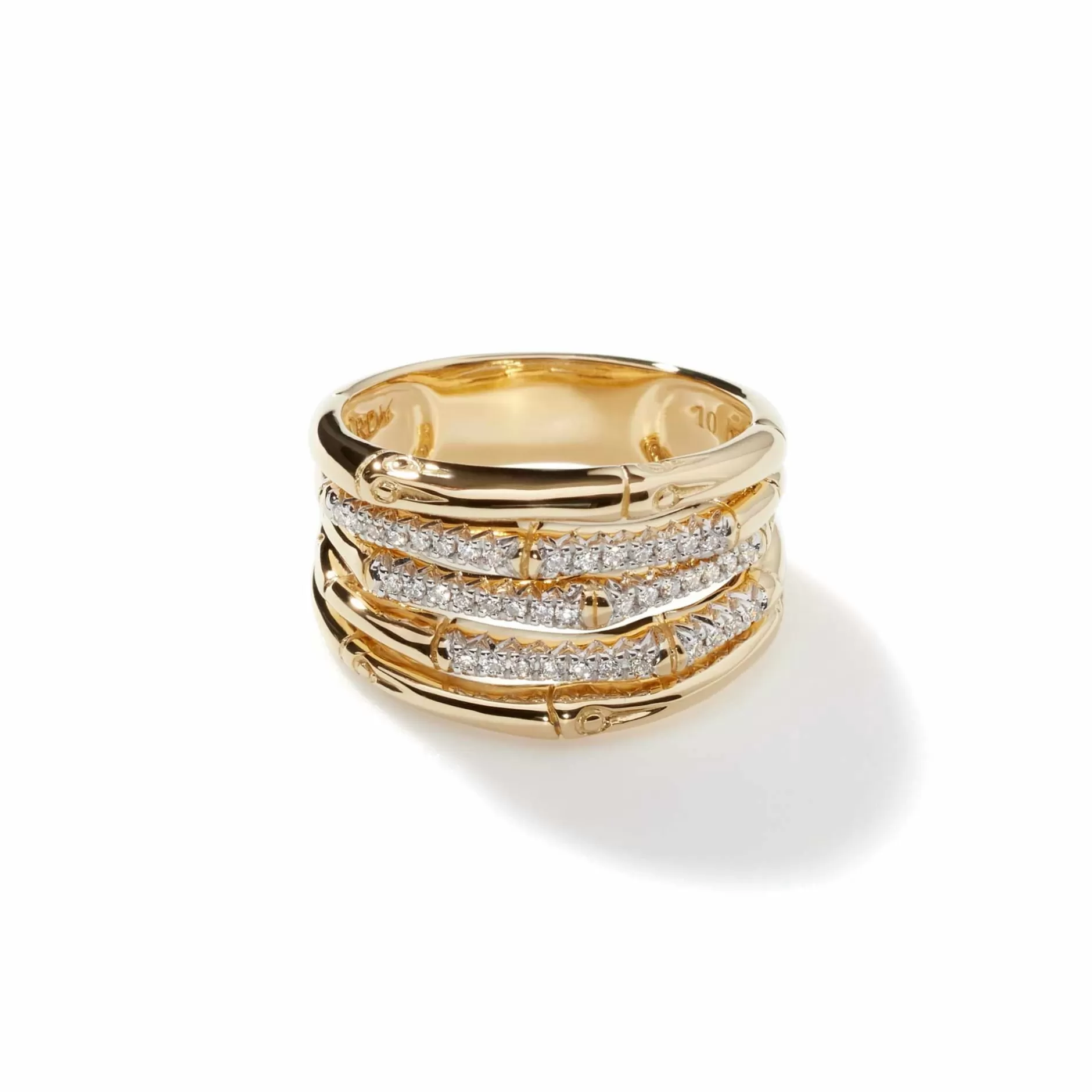 Bamboo Band Ring, Gold, Diamonds, Wide^John Hardy Outlet