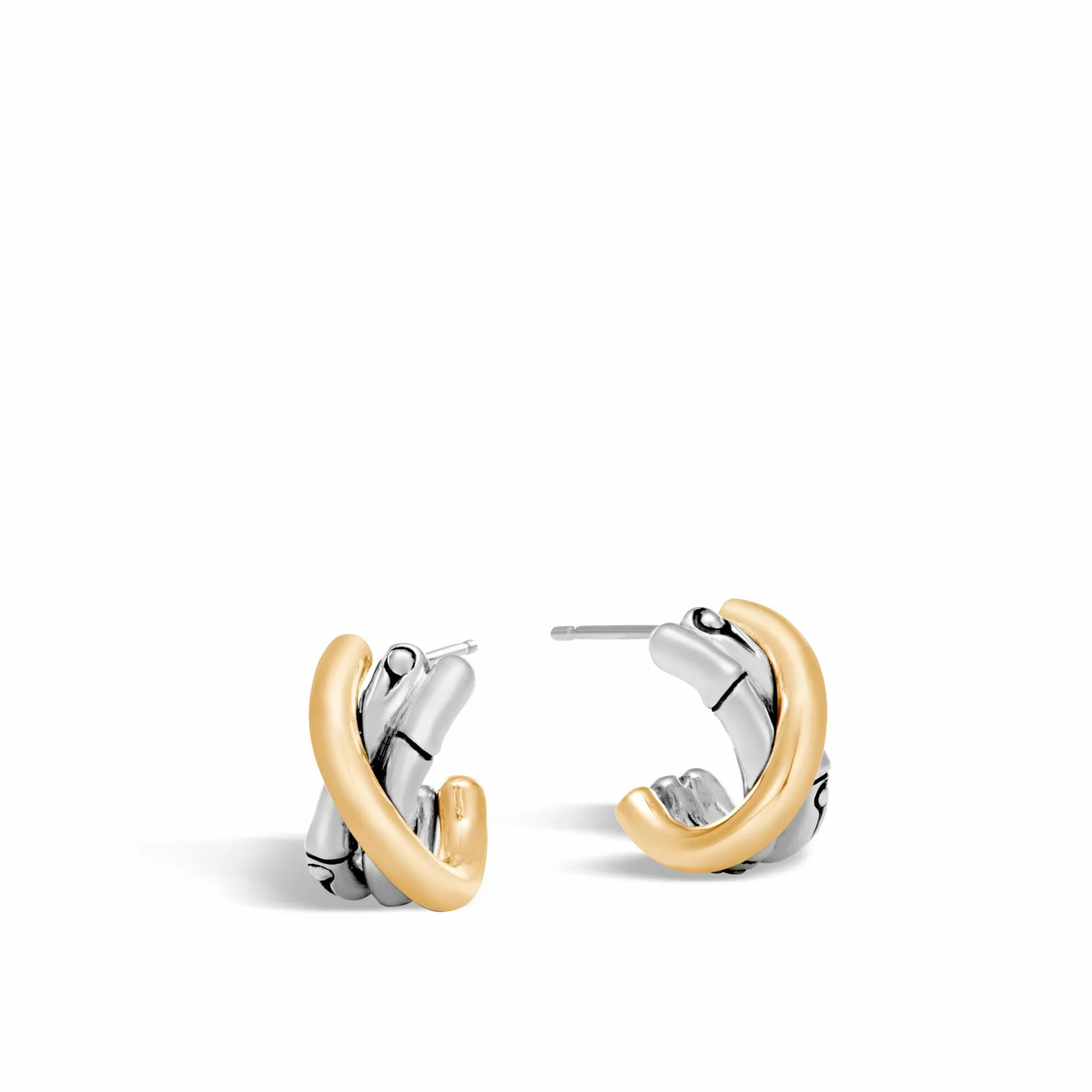 Bamboo J Hoop Earring, Gold, Sterling Silver^John Hardy Store