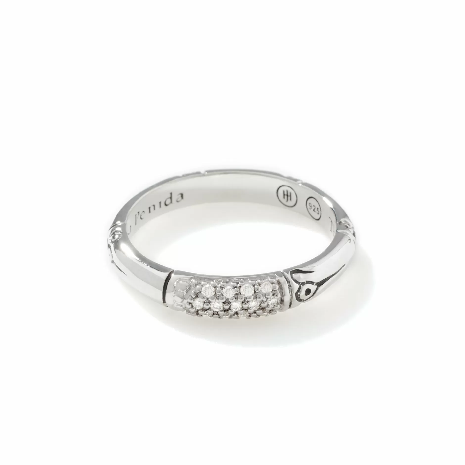 Bamboo Ring, Sterling Silver, Diamonds, Slim^John Hardy Outlet