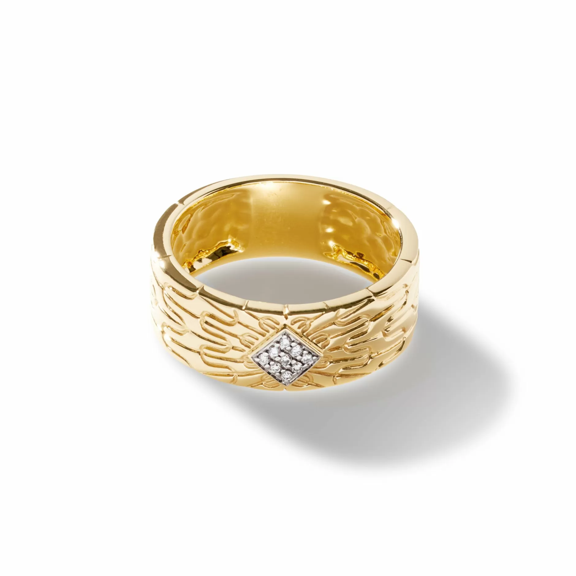 Carved Chain Band Ring, Gold, Diamonds, Wide^John Hardy Cheap