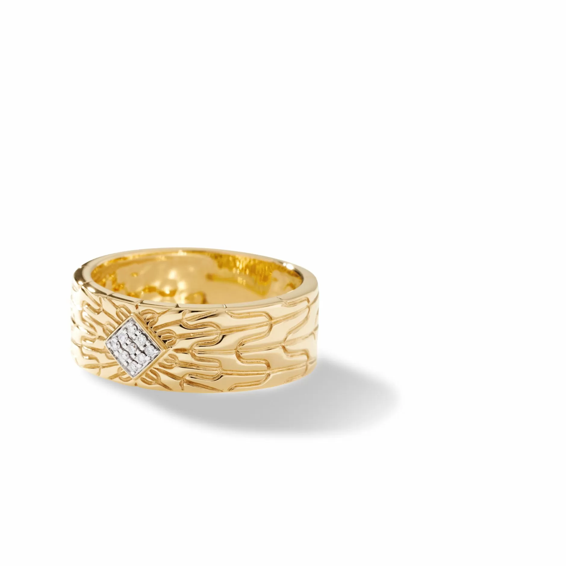 Carved Chain Band Ring, Gold, Diamonds, Wide^John Hardy Cheap