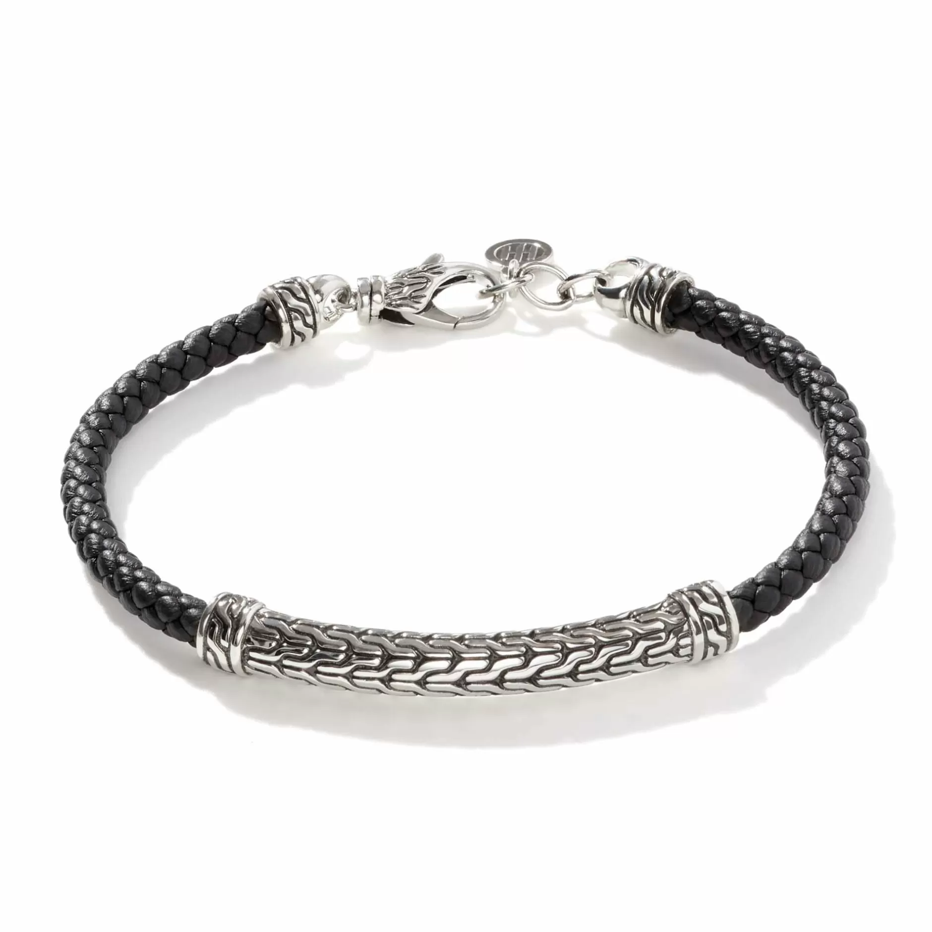 Carved Chain Bracelet, Silver, Leather^John Hardy Store