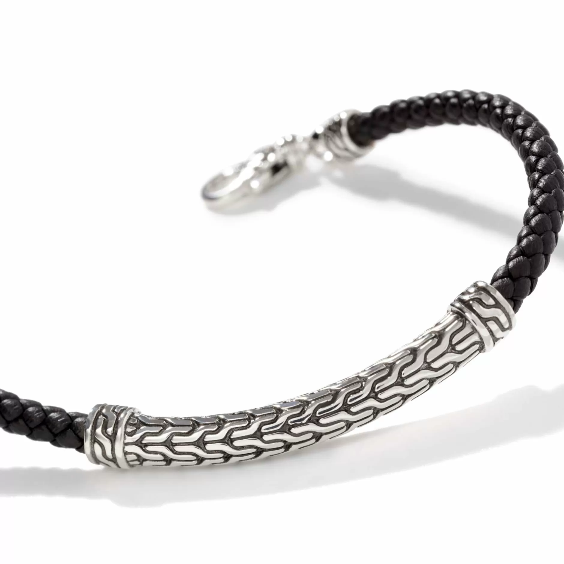 Carved Chain Bracelet, Silver, Leather^John Hardy Store