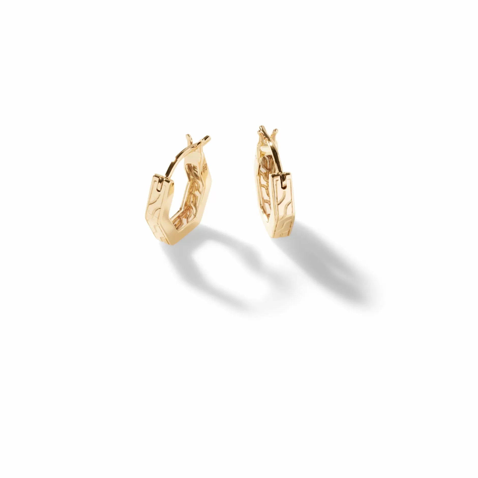 Carved Chain Geo Hoop Earring, Gold^John Hardy Clearance