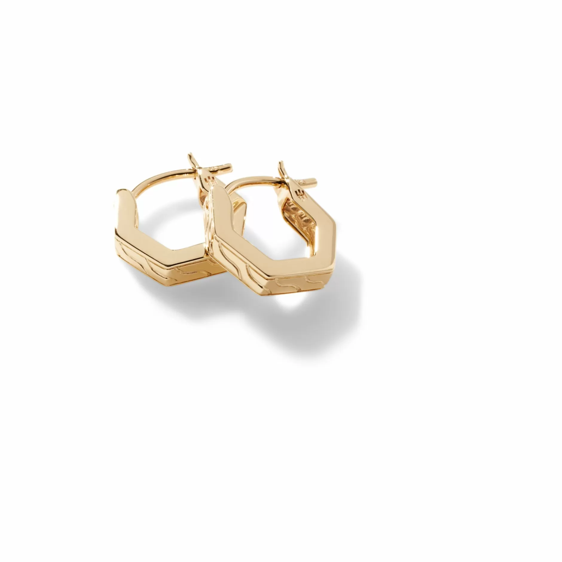 Carved Chain Geo Hoop Earring, Gold^John Hardy Clearance