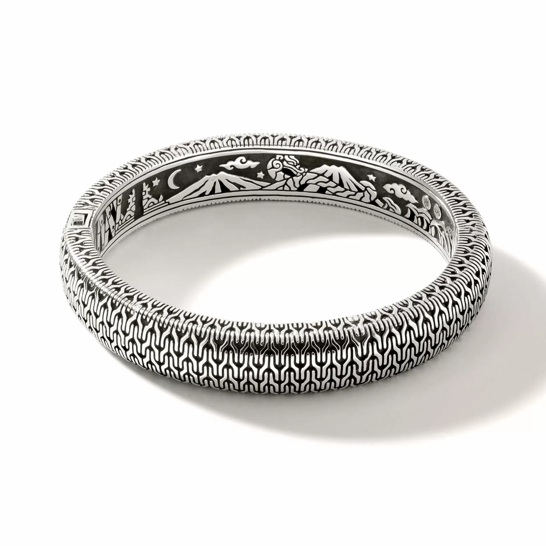 Carved Chain Hinged Bangle, Sterling Silver^John Hardy New