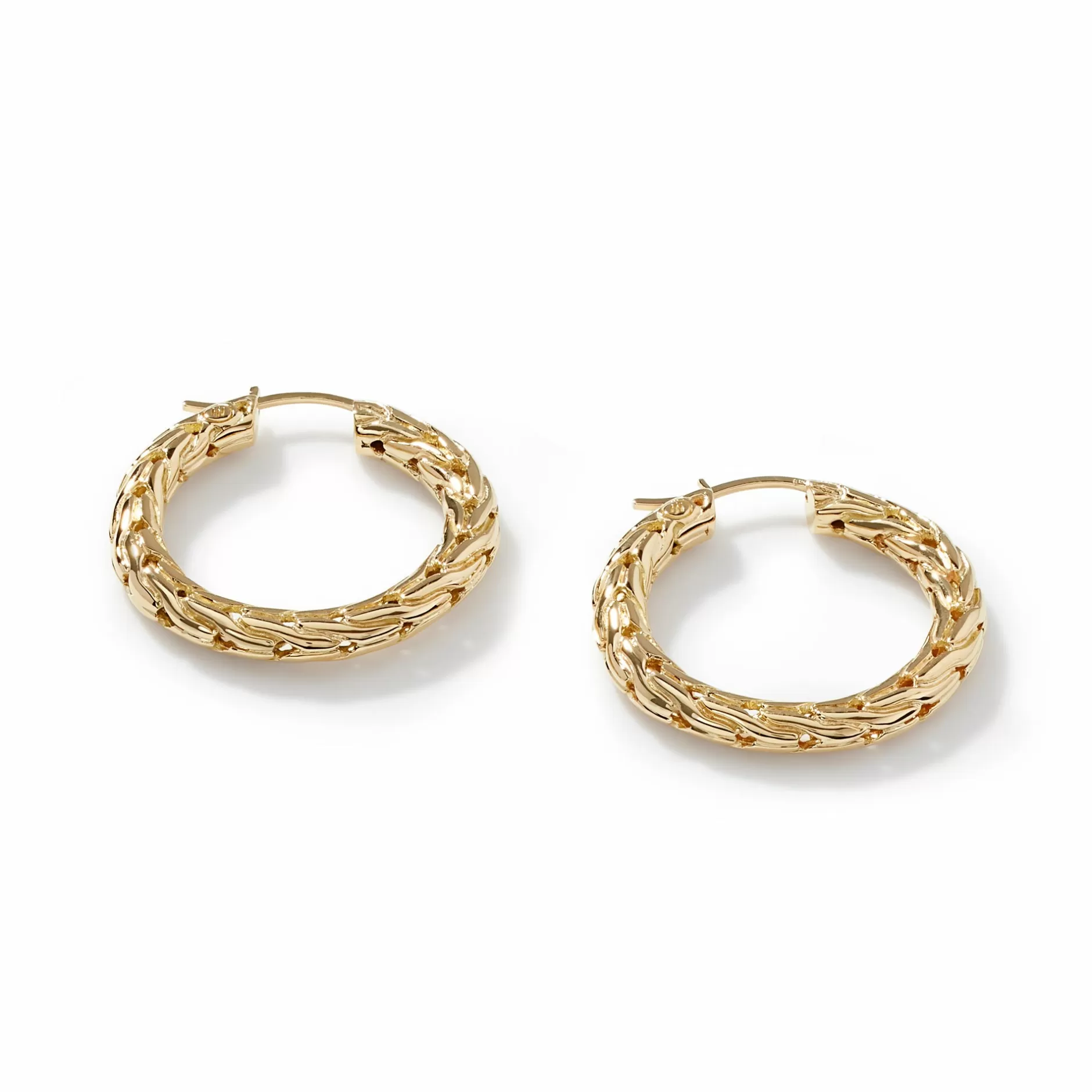 Carved Chain Hoop Earring, Gold, Small^John Hardy New