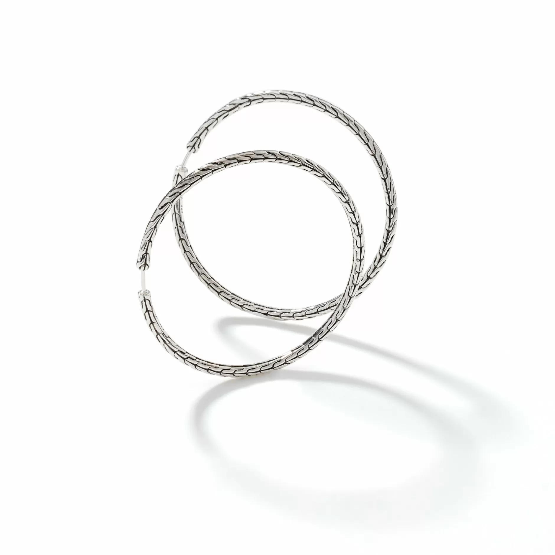 Carved Chain Hoop Earring, Silver, Large^John Hardy Store