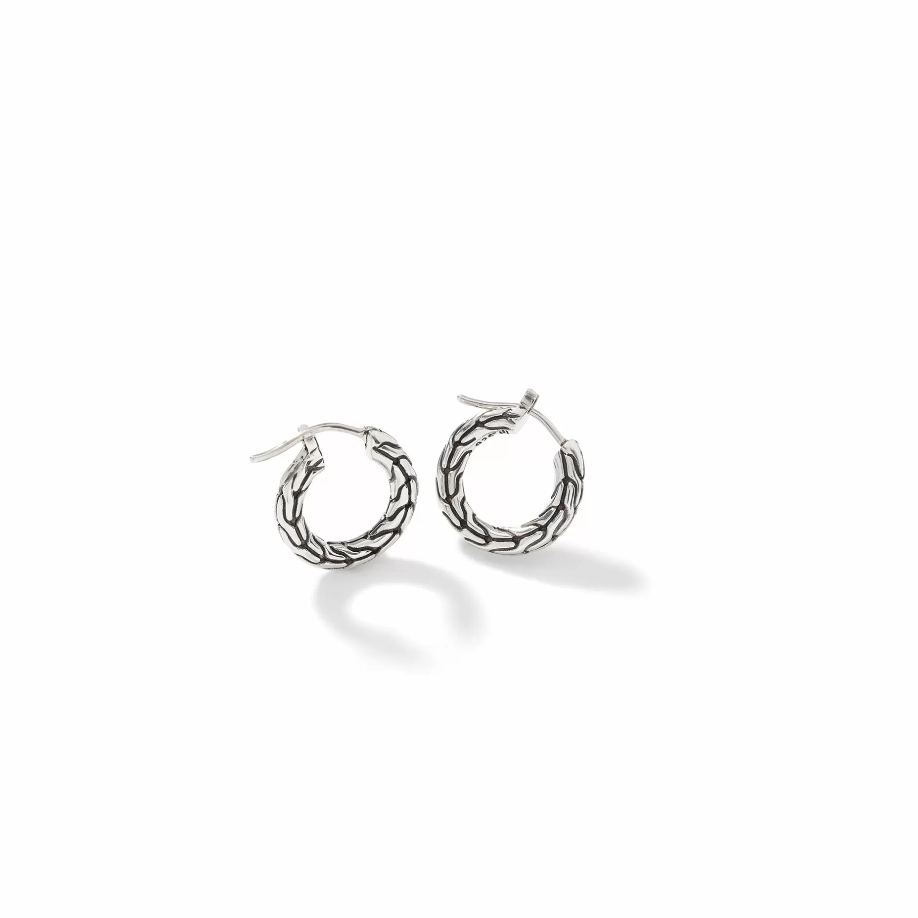 Carved Chain Hoop Earring, Silver, Small^John Hardy Best Sale