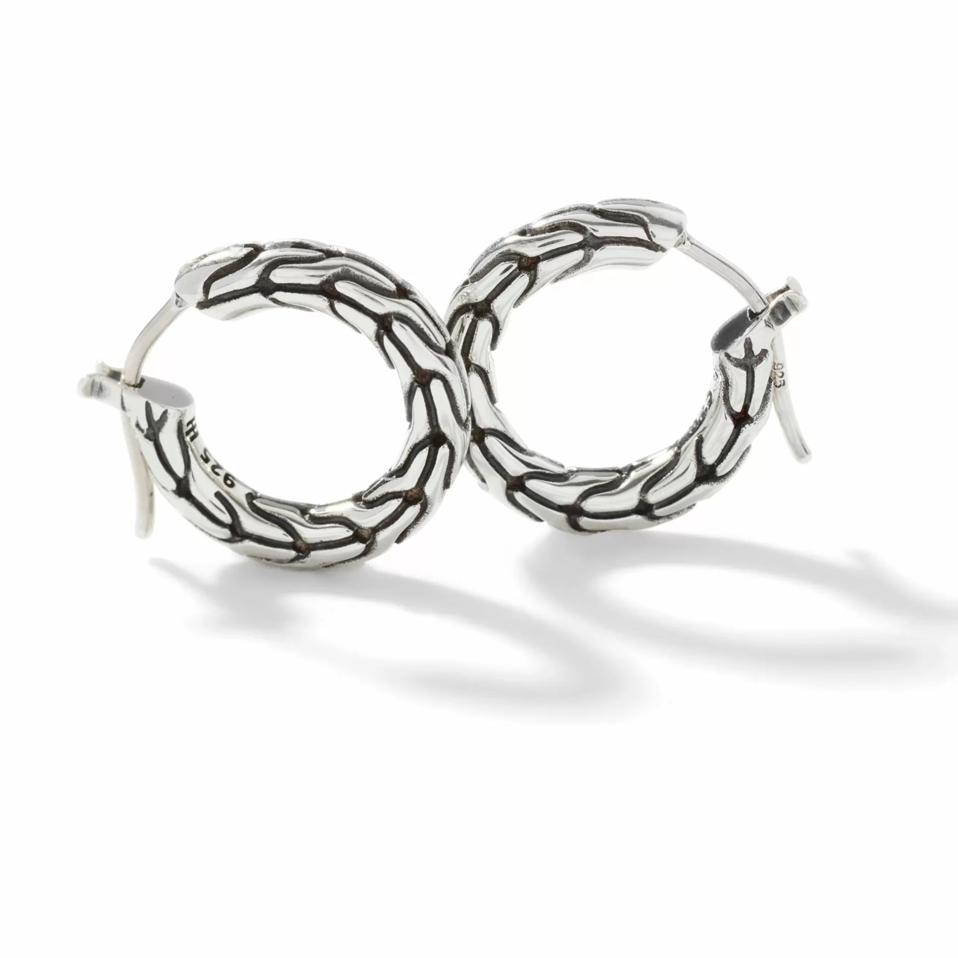 Carved Chain Hoop Earring, Silver, Small^John Hardy Best Sale