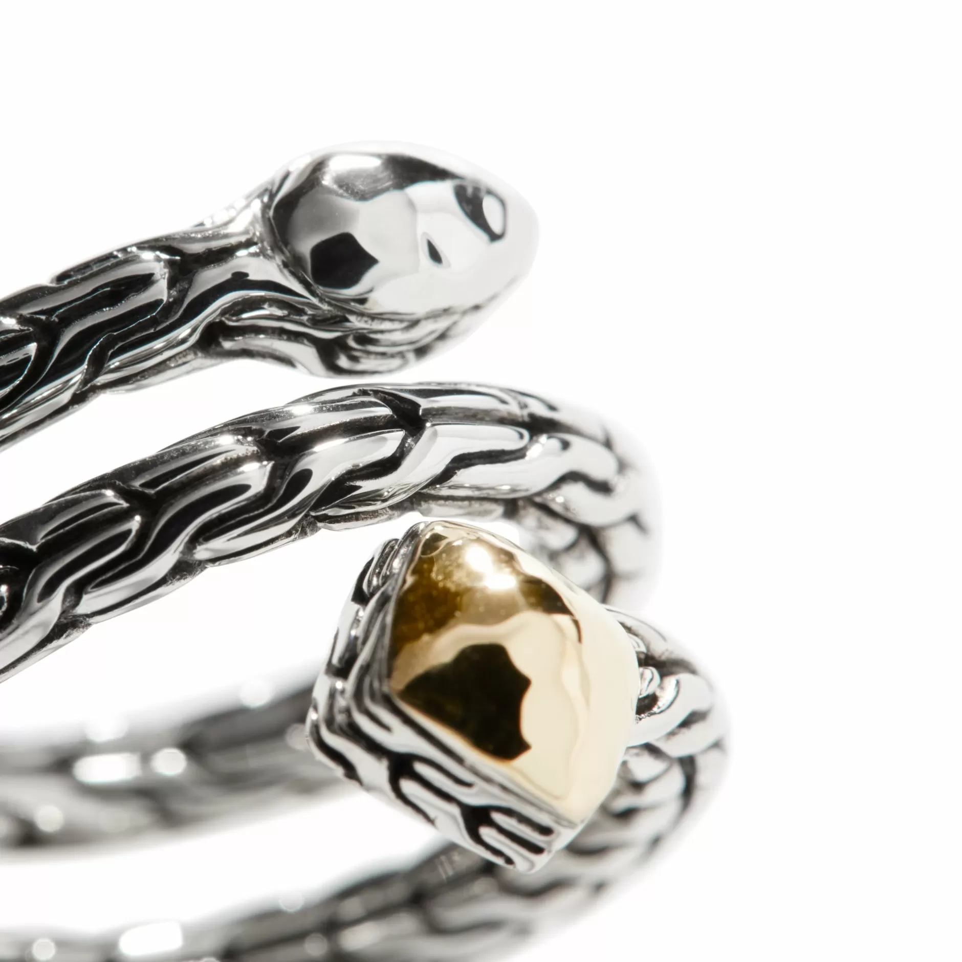 Carved Chain Palu Coil Ring, Silver, Gold^John Hardy Best