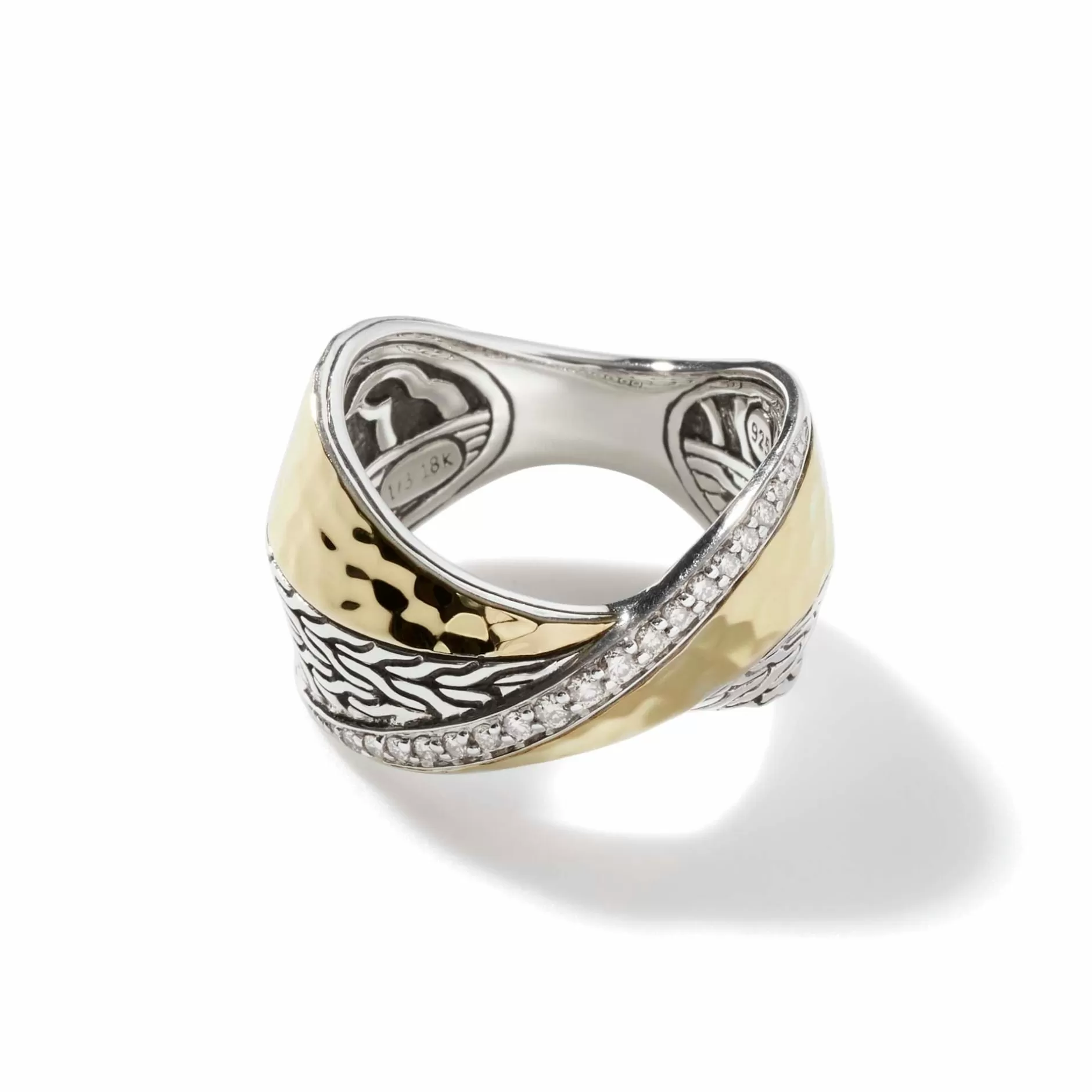 Carved Chain Ring, Silver, Gold, Diamonds^John Hardy Flash Sale