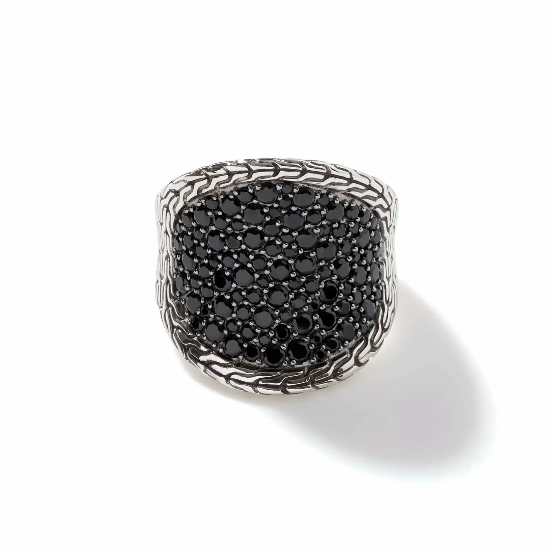 Carved Chain Saddle Ring, Silver, Pave^John Hardy Best Sale