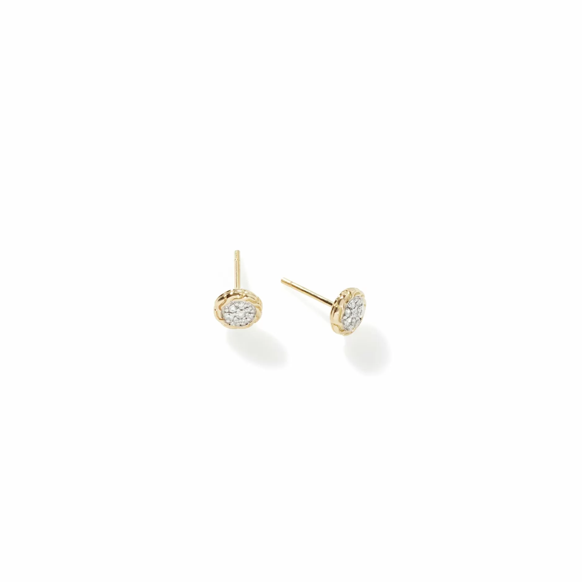 Carved Chain Stud Earring, Gold, Diamonds^John Hardy Online