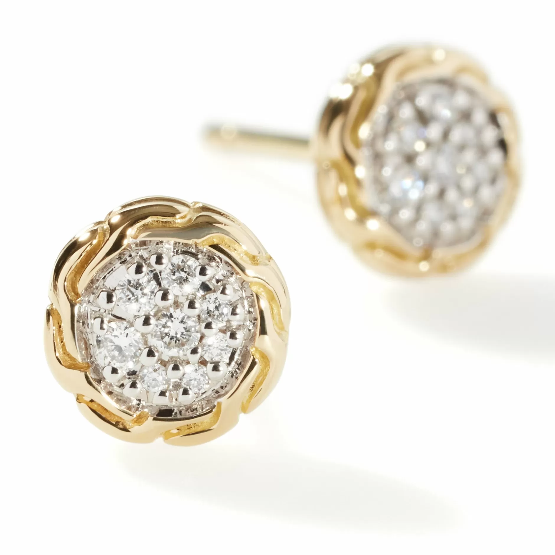 Carved Chain Stud Earring, Gold, Diamonds^John Hardy Online