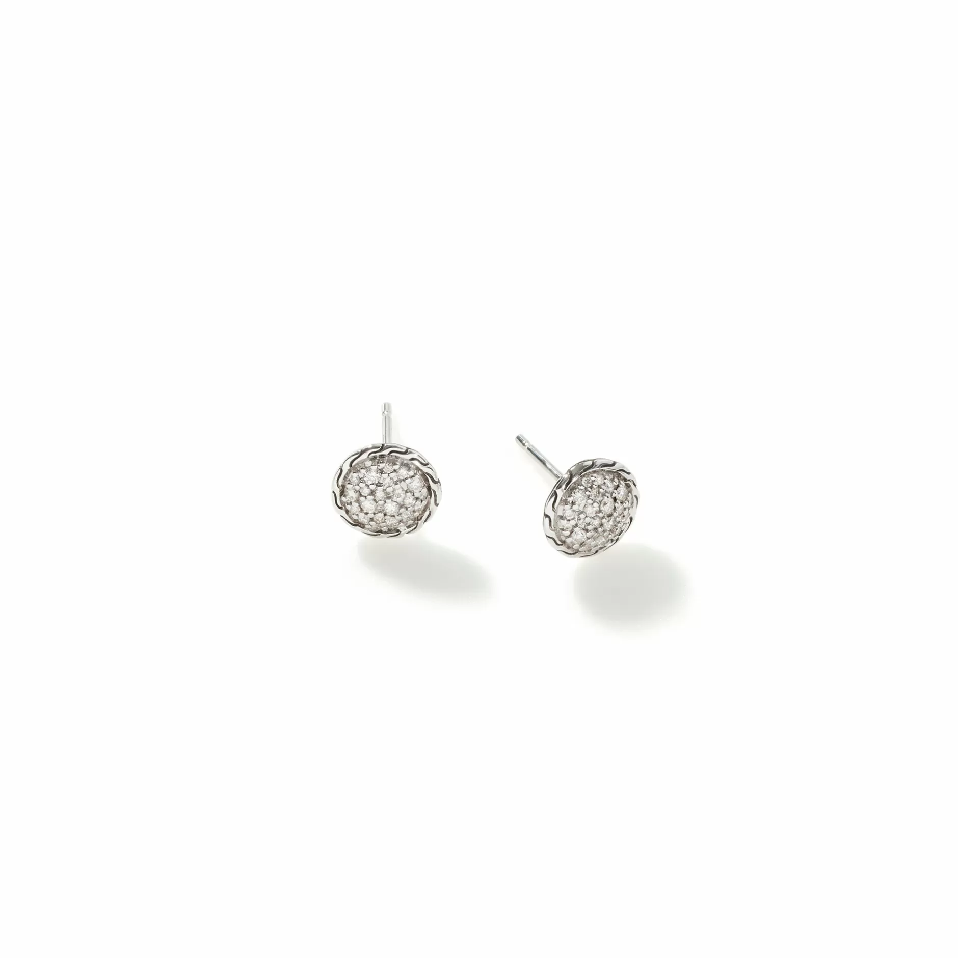 Carved Chain Stud Earring, Silver, Diamonds^John Hardy Online