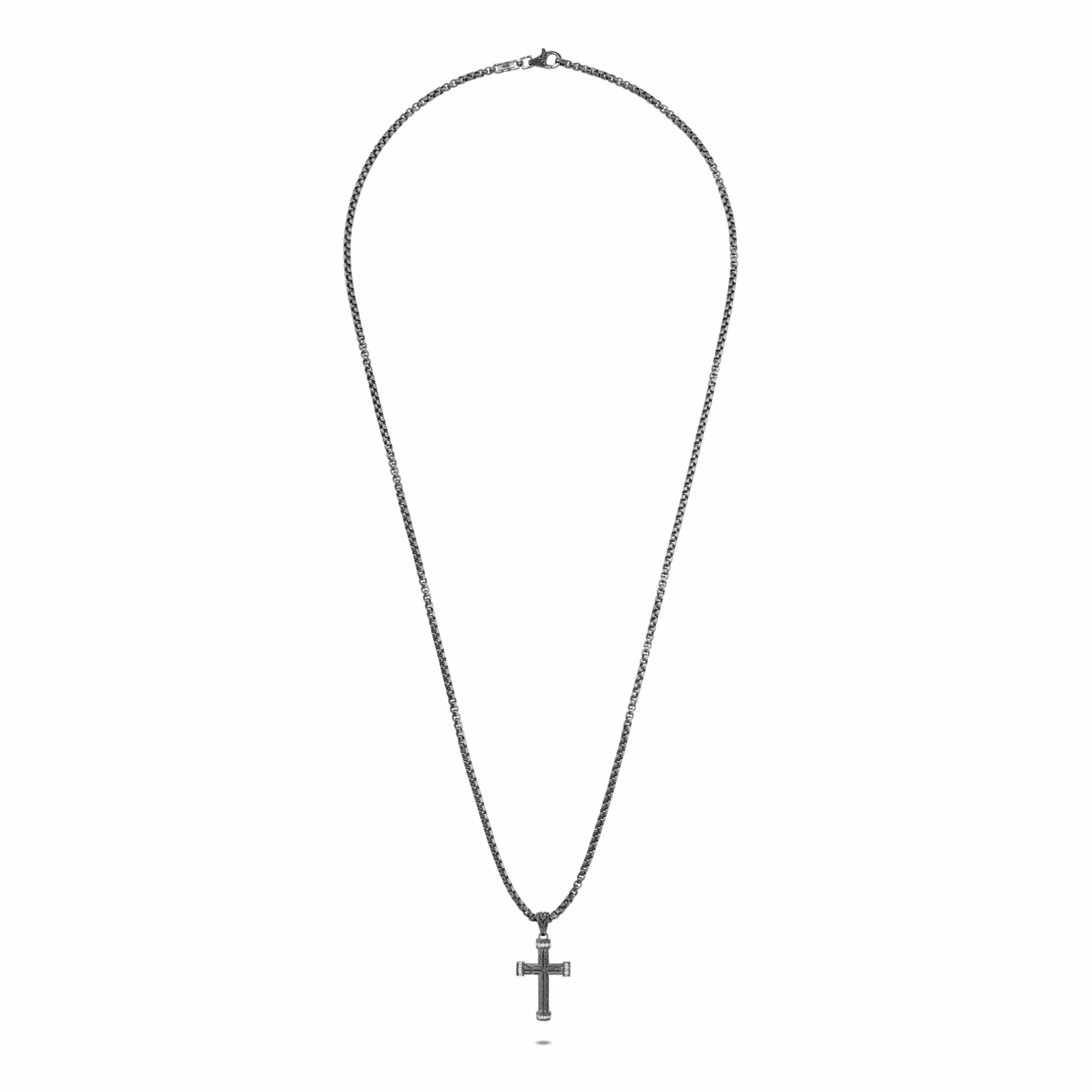 Cross Pendant Necklace, Dark Silver, Diamonds^John Hardy Clearance