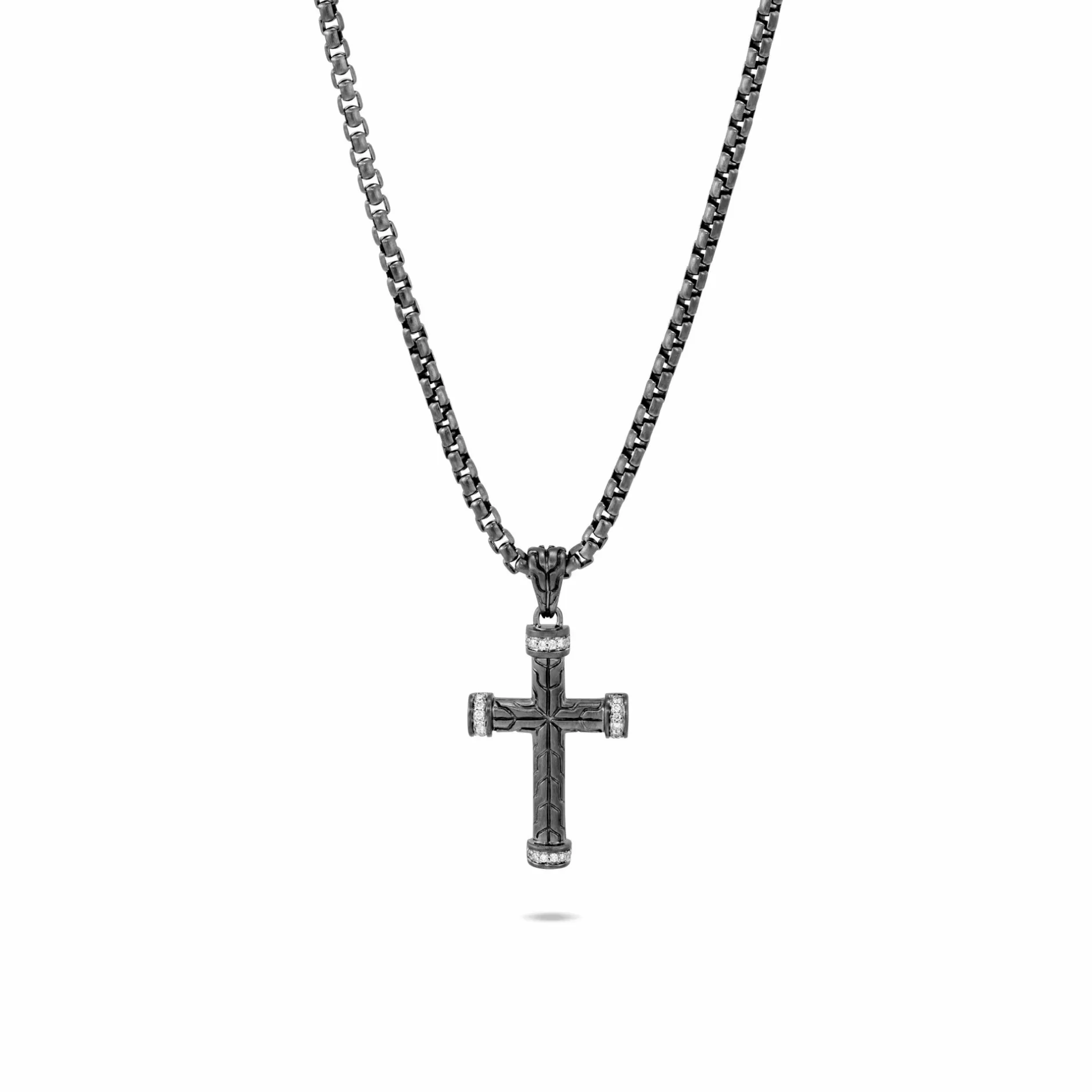 Cross Pendant Necklace, Dark Silver, Diamonds^John Hardy Clearance