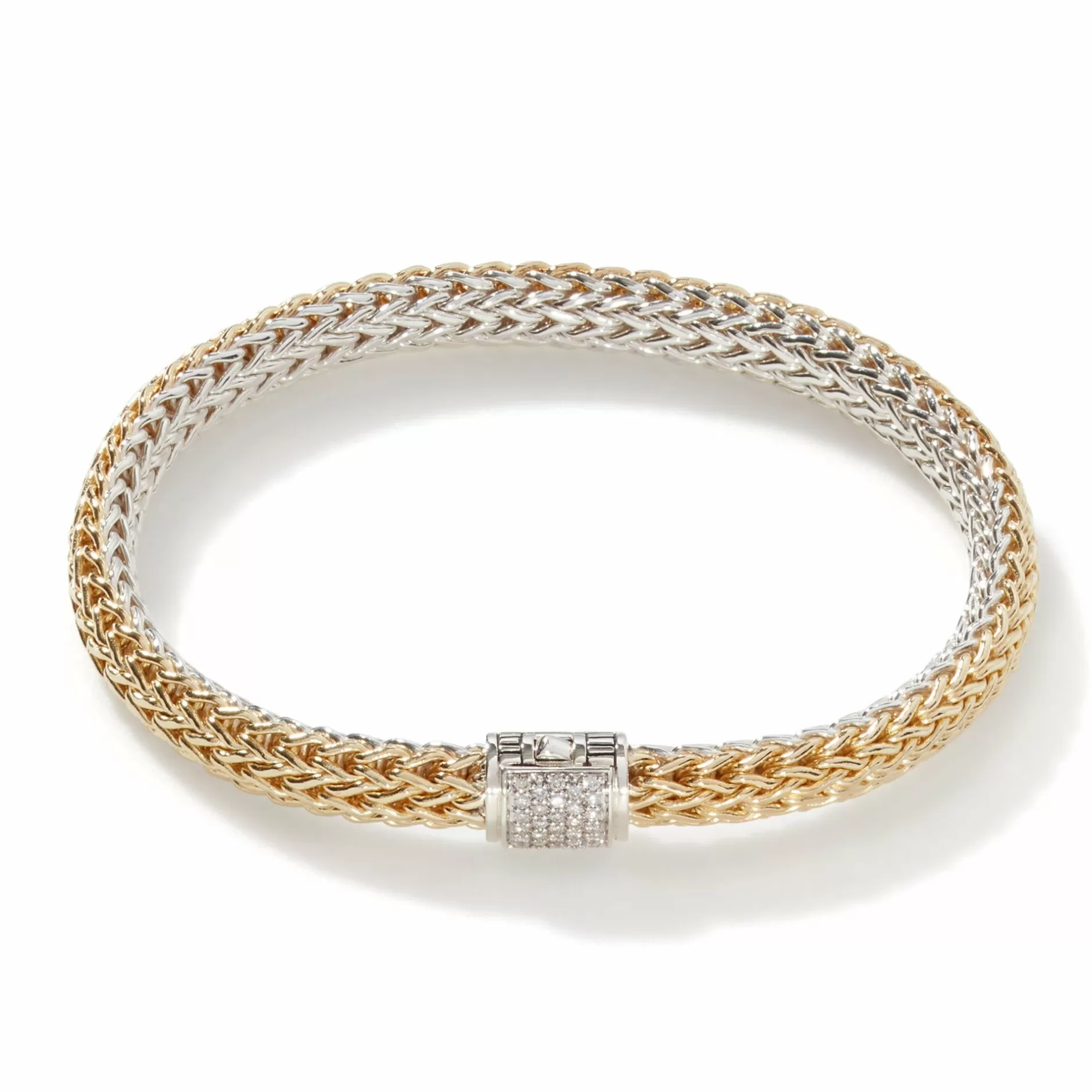 Icon Bracelet, Gold, Silver, Diamonds, 6.5Mm^John Hardy Hot