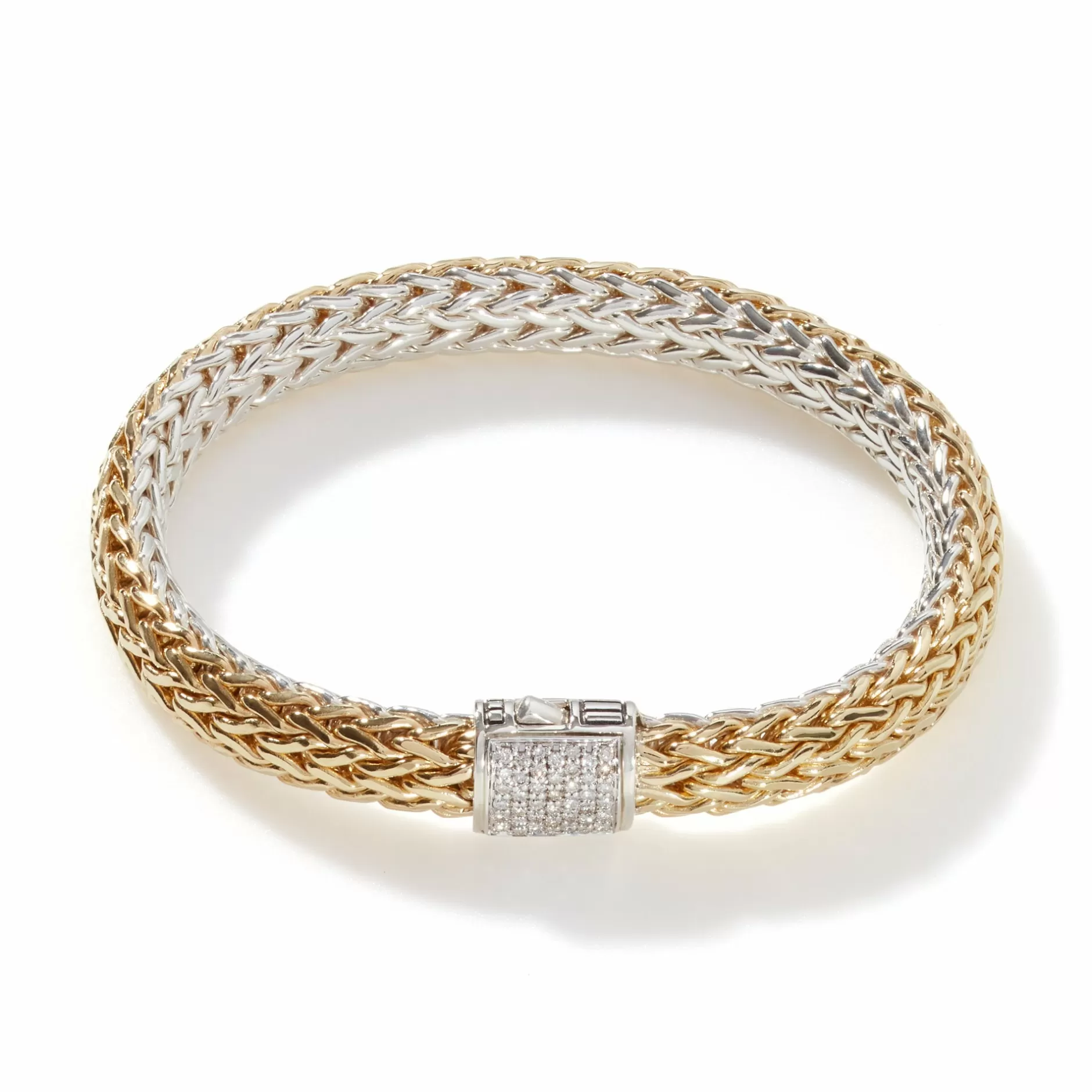 Icon Bracelet, Gold, Silver, Diamonds, 7.5Mm^John Hardy Outlet