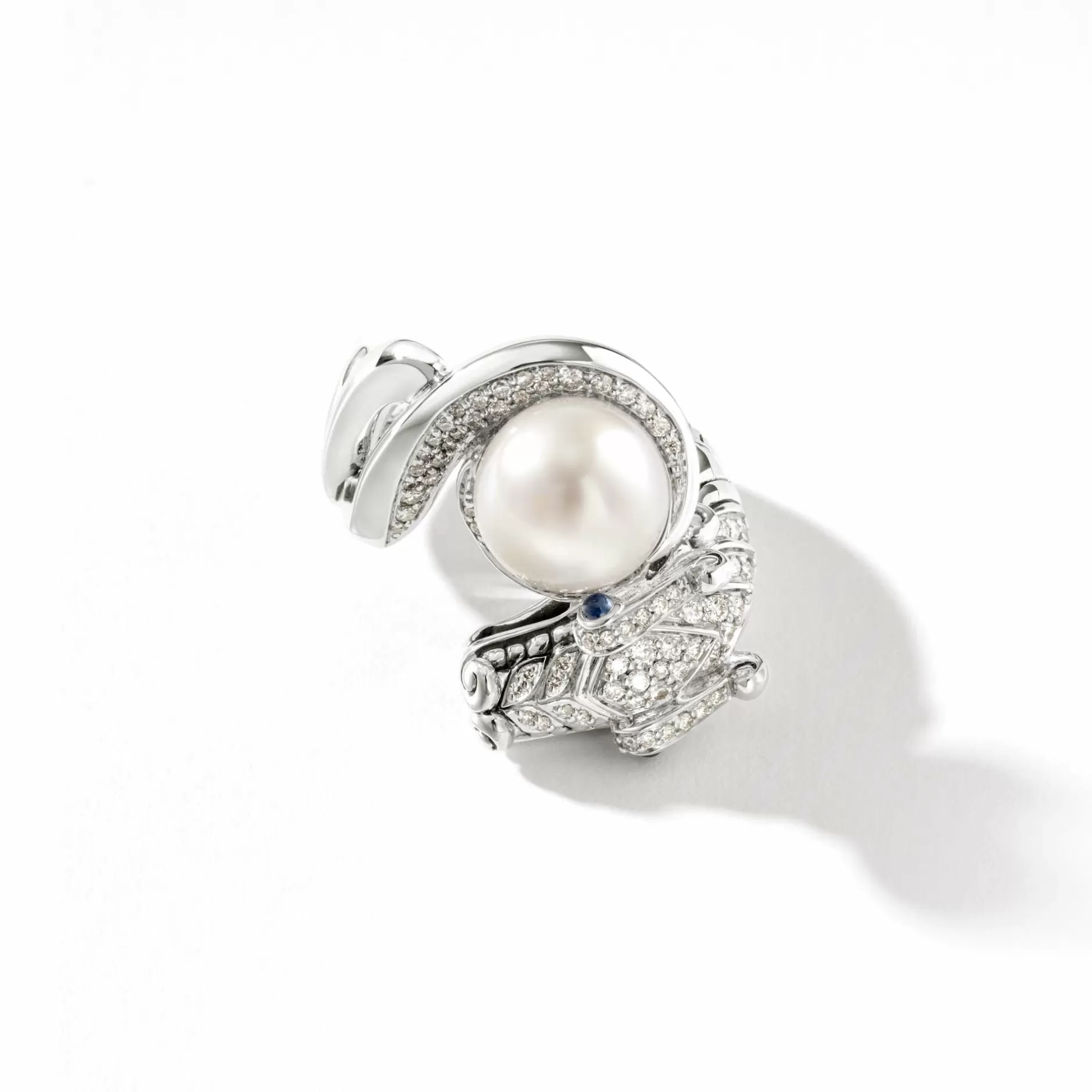 Naga Ring, Sterling Silver, Diamonds, Pearl^John Hardy Hot