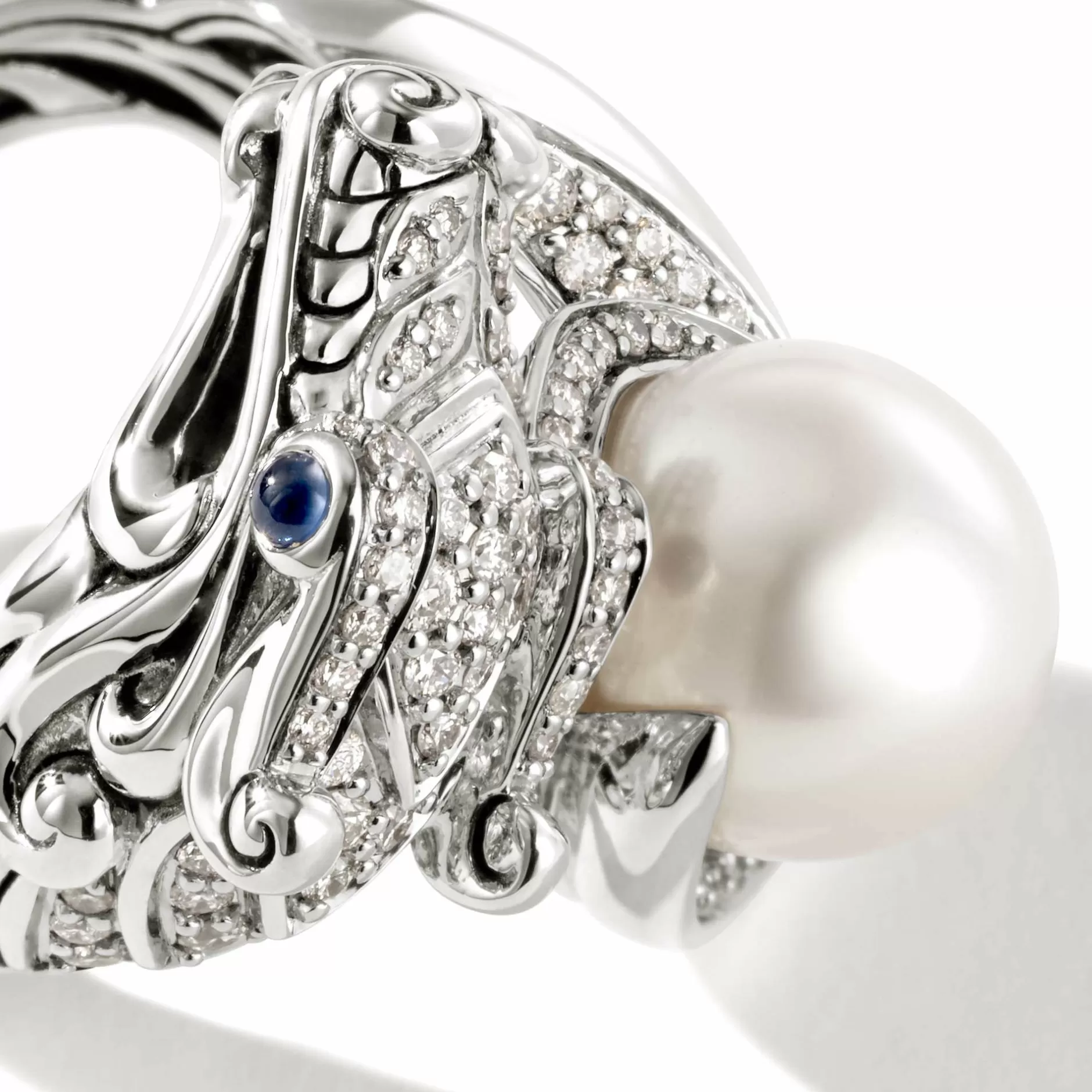 Naga Ring, Sterling Silver, Diamonds, Pearl^John Hardy Hot