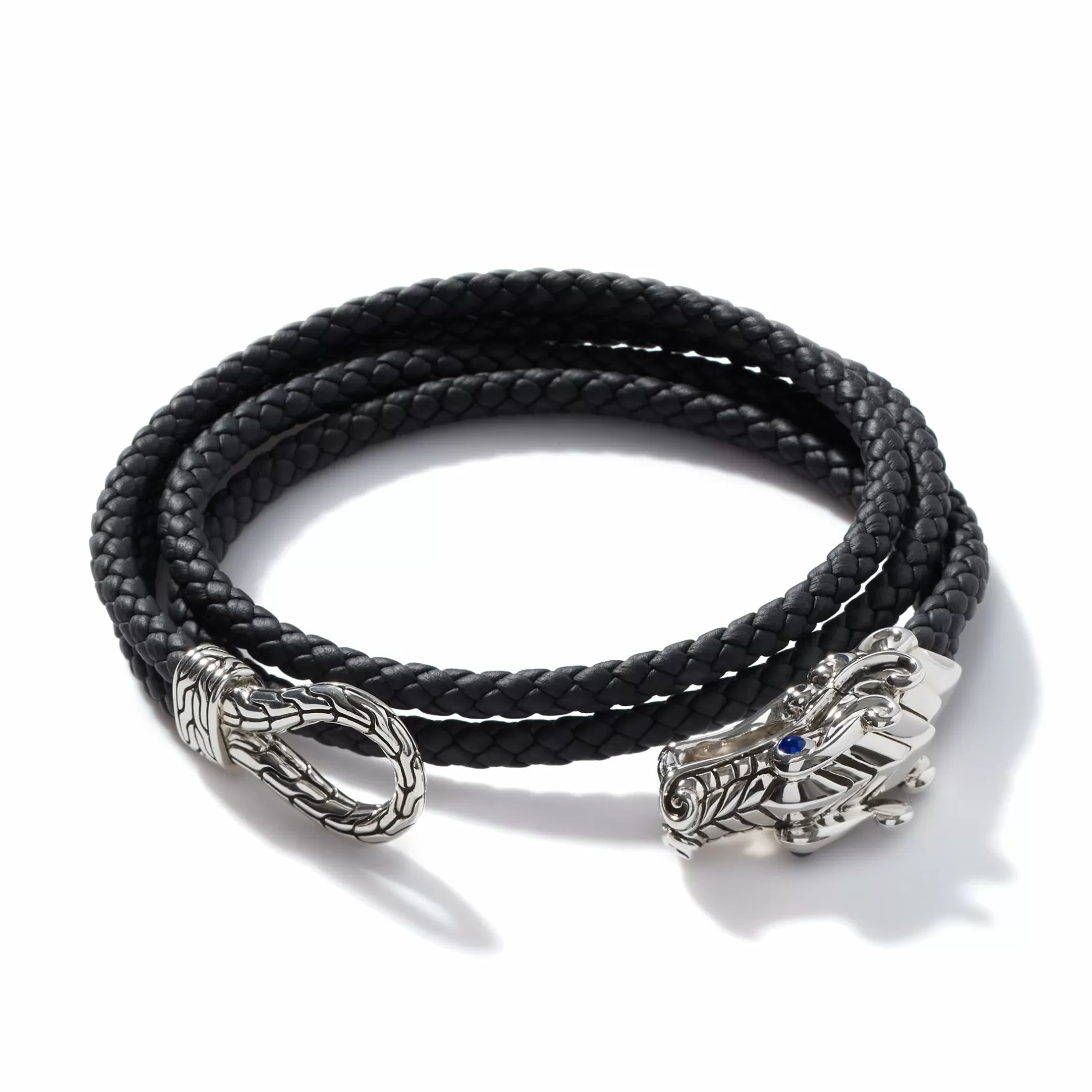 Naga Wrap, Leather, Silver, 8Mm^John Hardy New