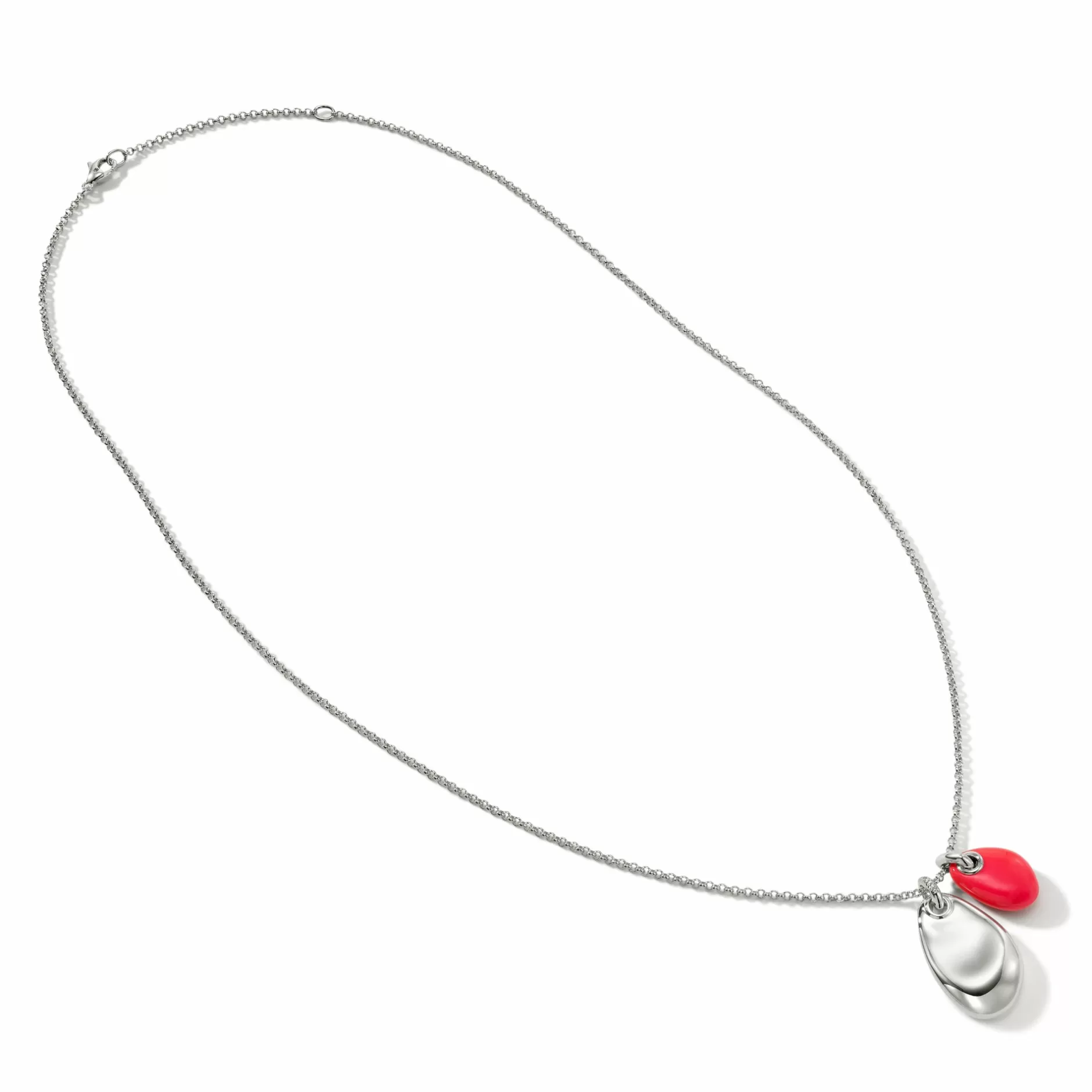 Pebble Duo Necklace, Silver, Diamonds^John Hardy Cheap