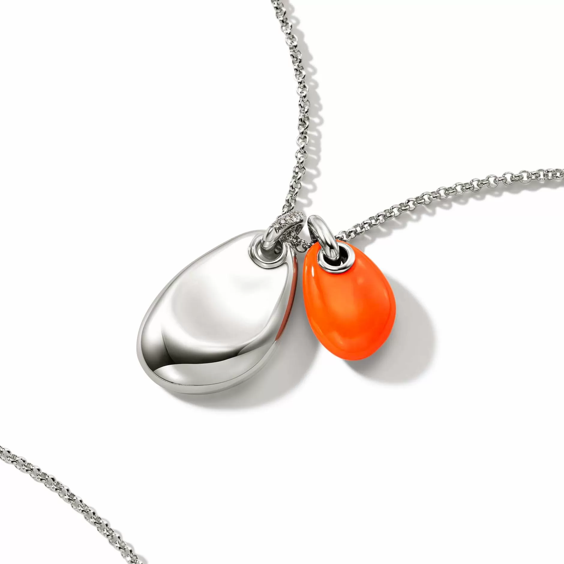 Pebble Duo Necklace, Silver, Diamonds^John Hardy Fashion