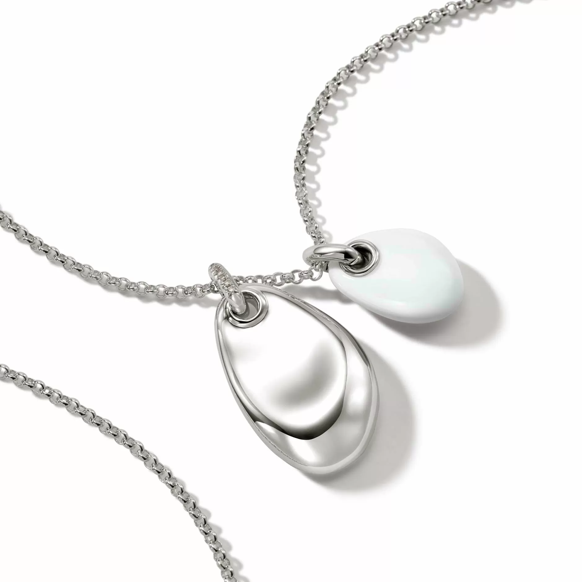 Pebble Duo Necklace, Silver, Diamonds^John Hardy Online