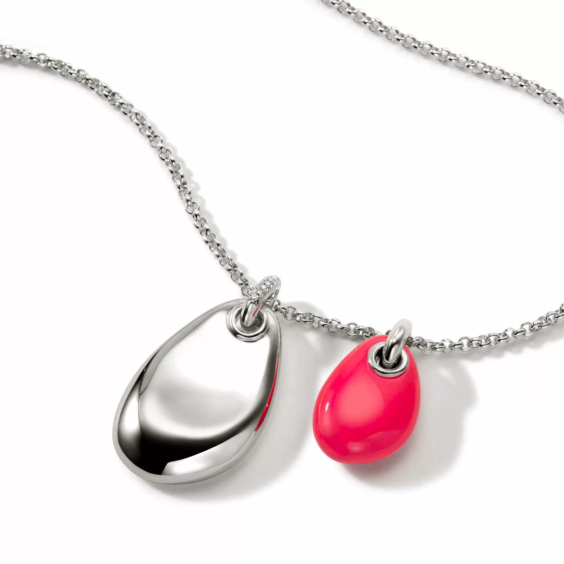 Pebble Duo Necklace, Silver, Diamonds^John Hardy Cheap