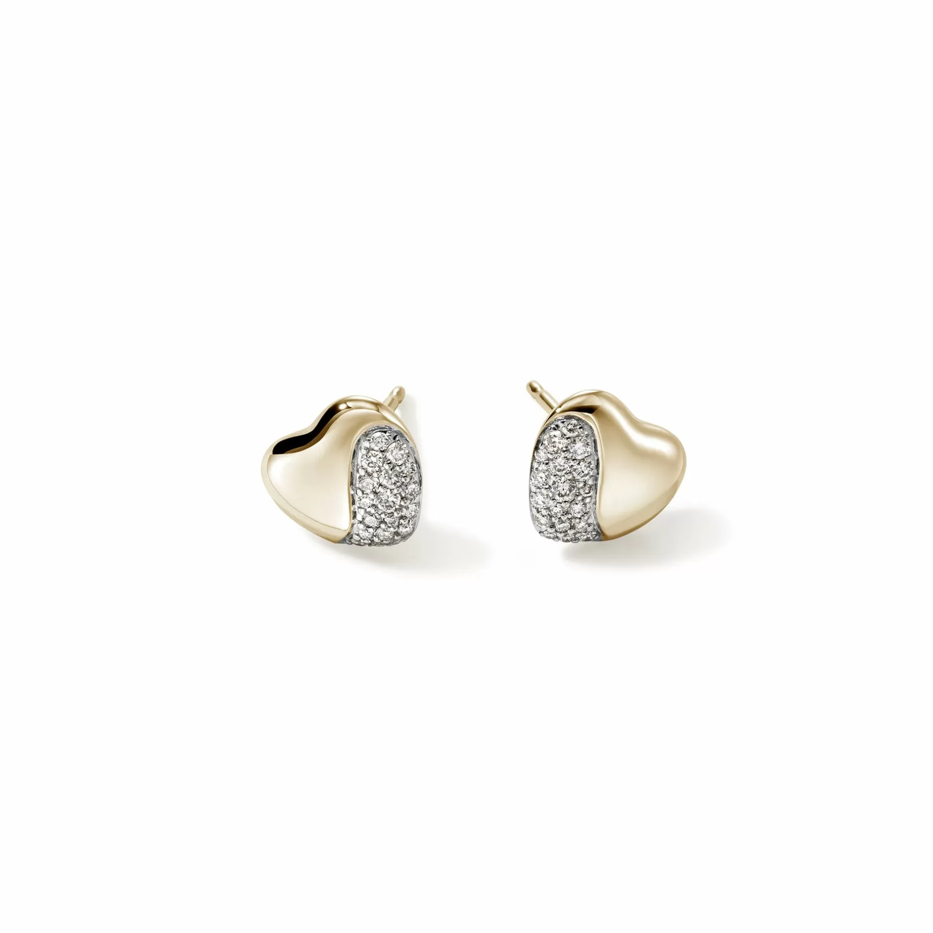 Pebble Heart Stud Earring, Gold, Diamonds^John Hardy Cheap