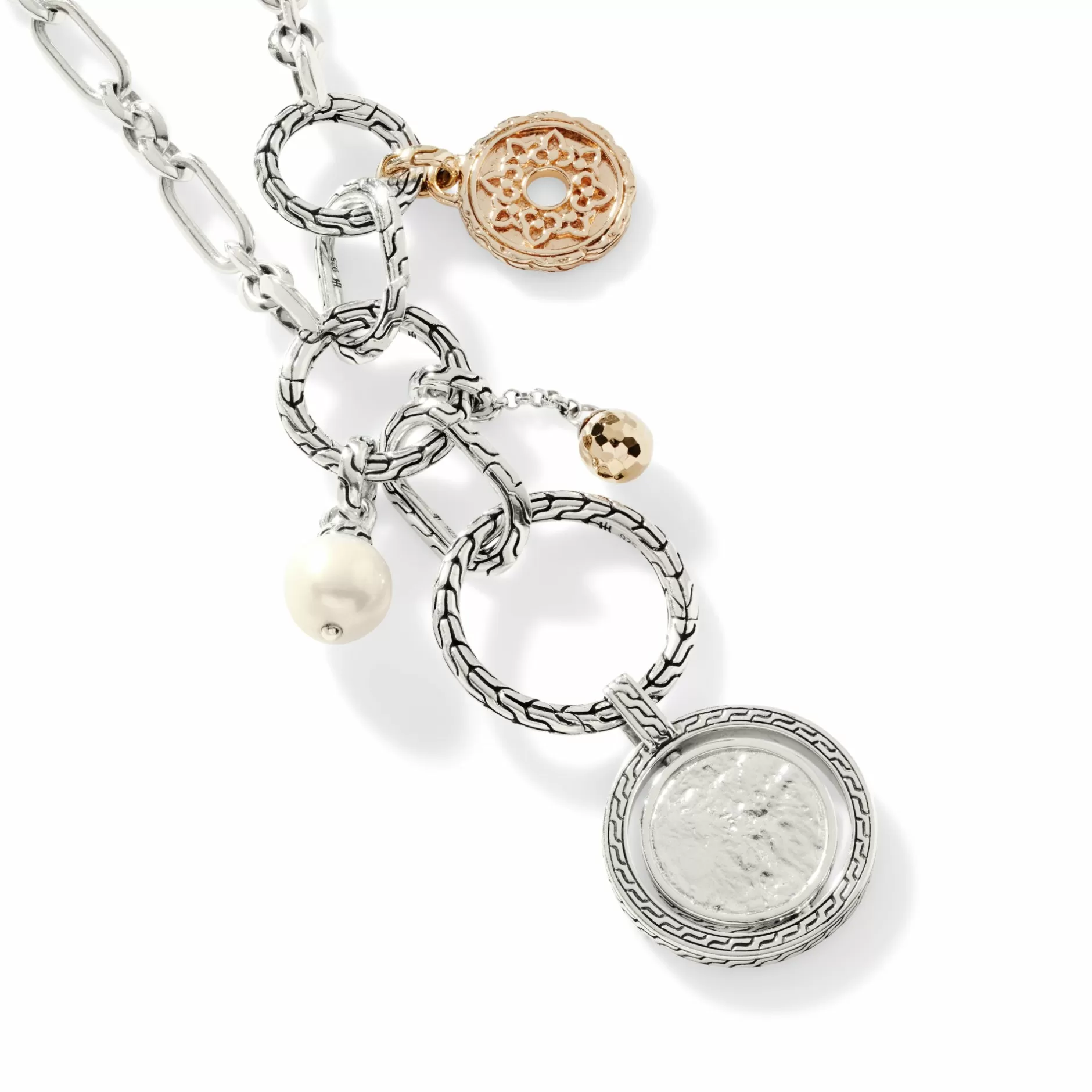 Pendant Keyring Necklace, Silver, Gold, Pearl^John Hardy Sale