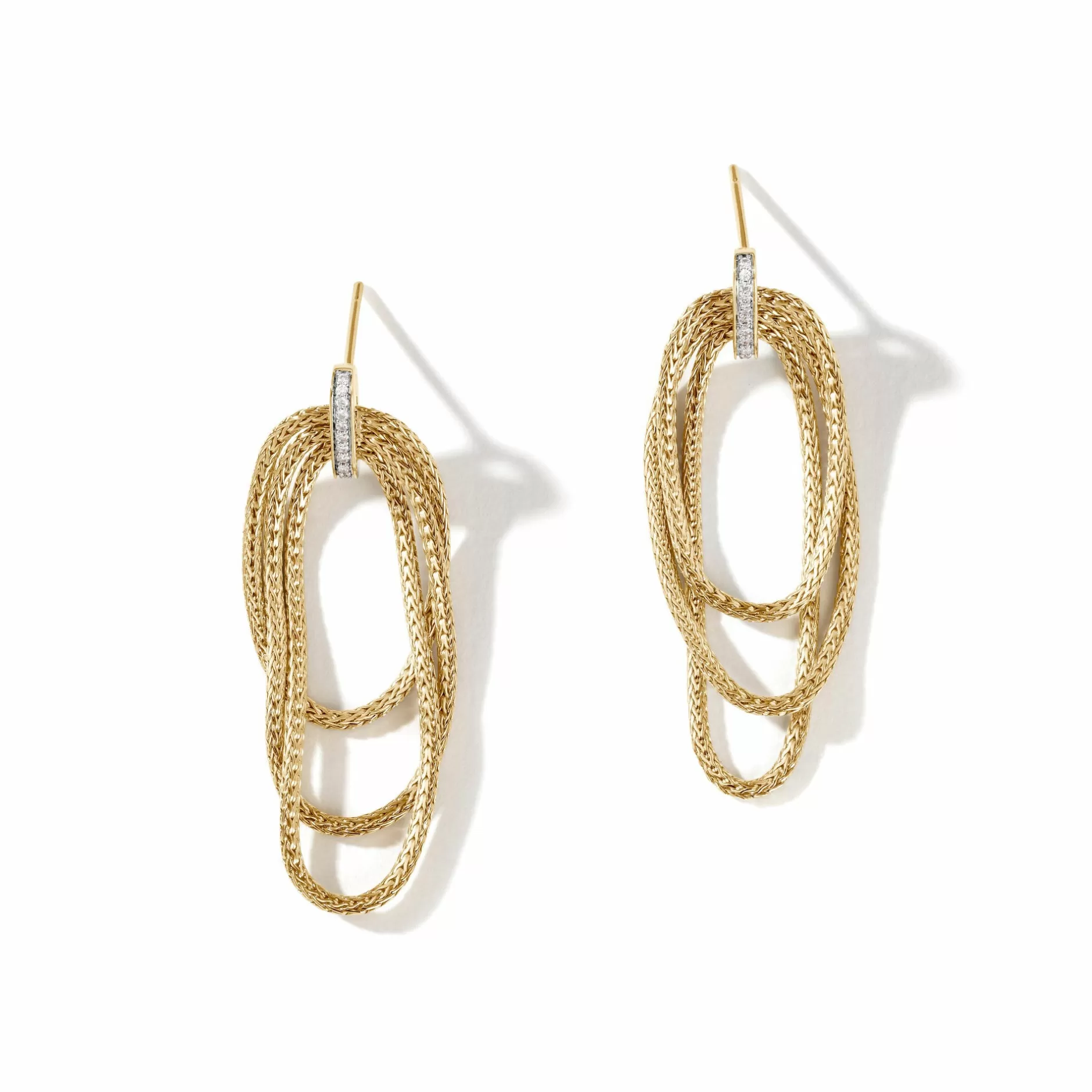 Soft Chain Drop Earring, Gold, Diamonds^John Hardy Online