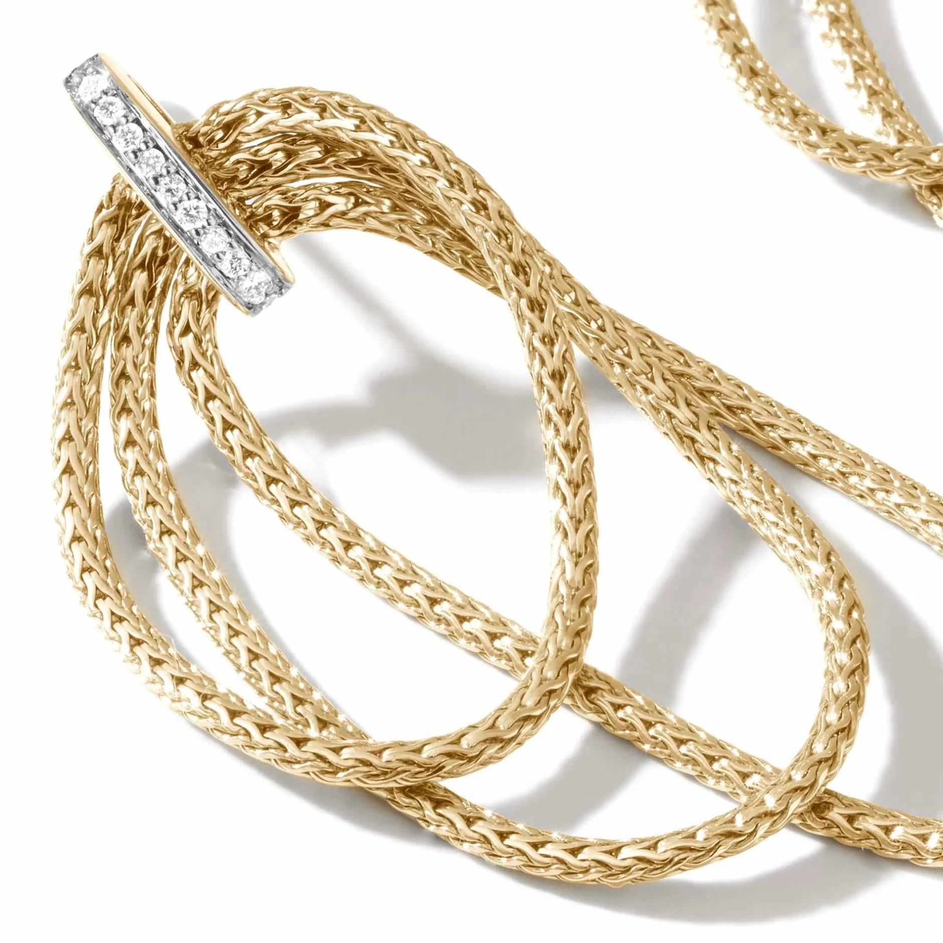 Soft Chain Drop Earring, Gold, Diamonds^John Hardy Online