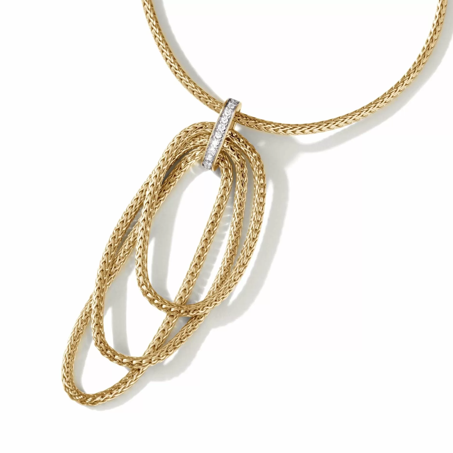 Soft Chain Pendant Necklace, Gold, Diamonds^John Hardy Online