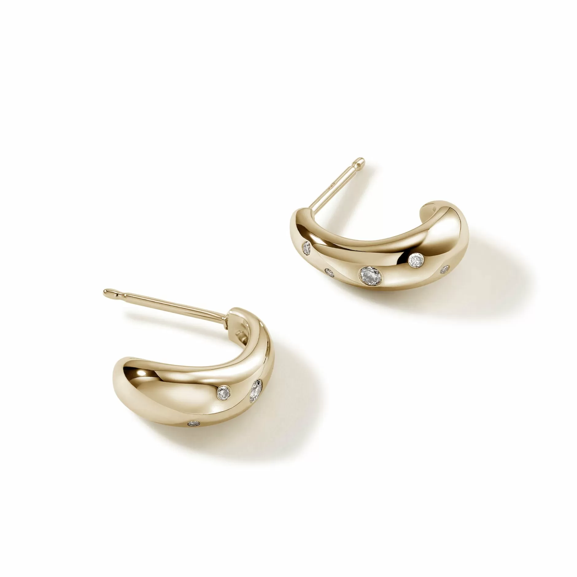 Surf J Hoop Earring, Gold, Diamonds, Small^John Hardy Fashion