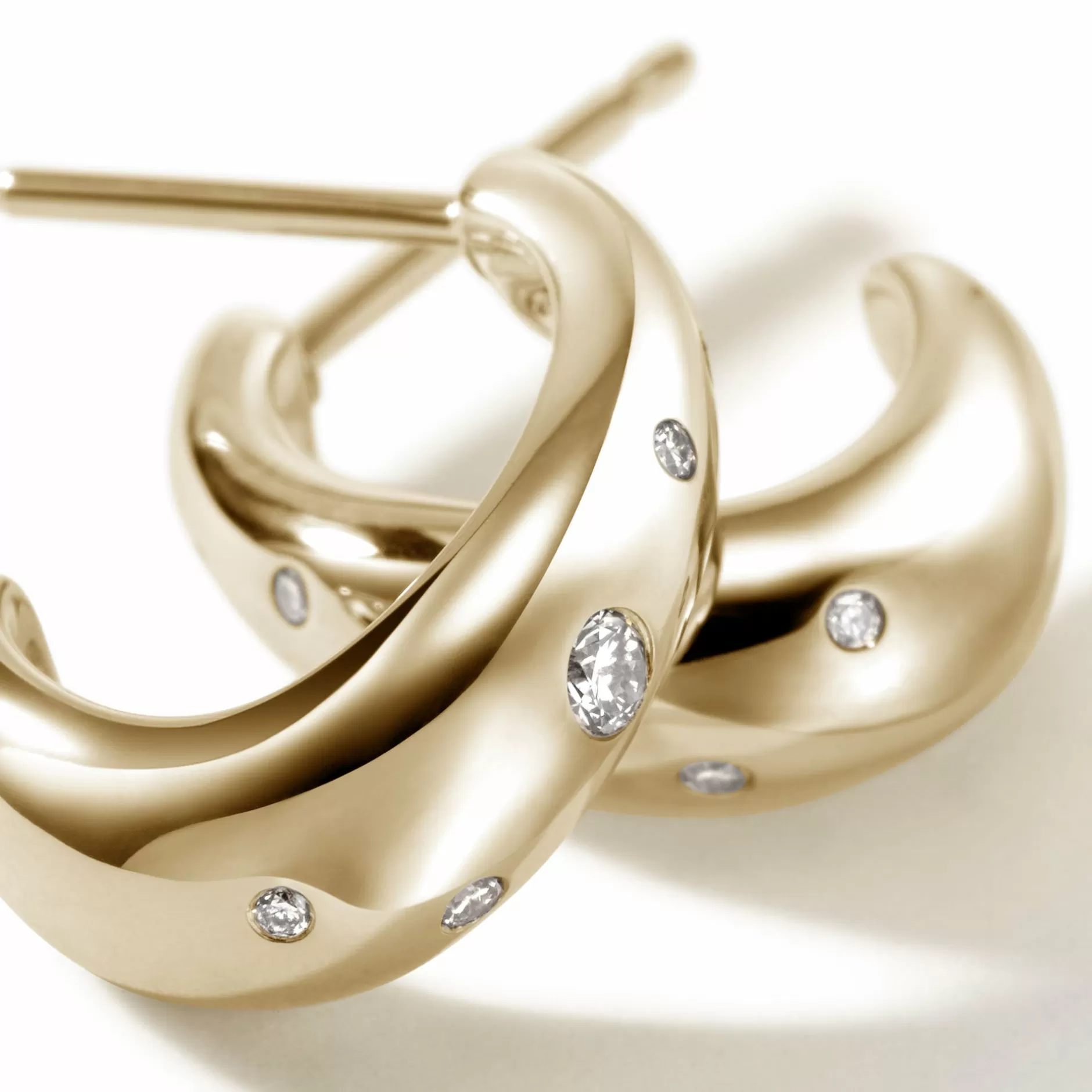 Surf J Hoop Earring, Gold, Diamonds, Small^John Hardy Fashion