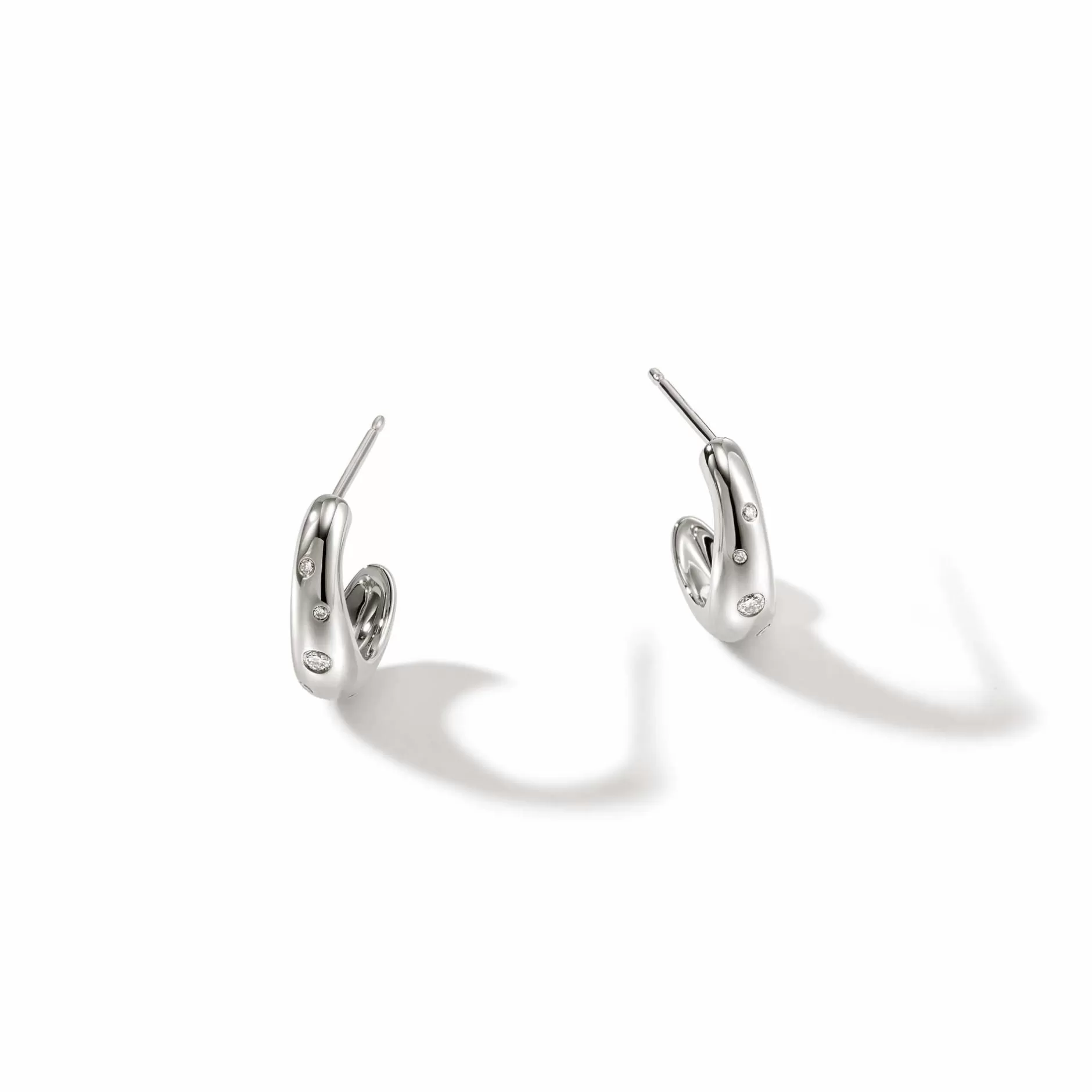 Surf J Hoop Earring, Silver, Diamonds, Small^John Hardy Sale